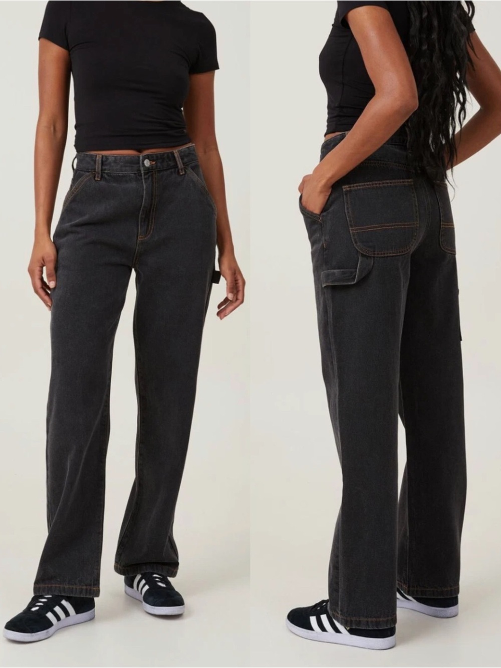 Cotton On Carpenter Jeans Straight Fit Smokey Black Size 4